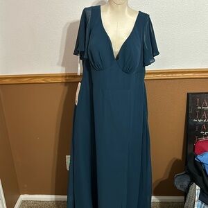 Azazie blue full length dress size 18